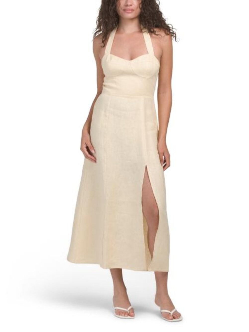 KOURT Linen Halter Maxi Dress